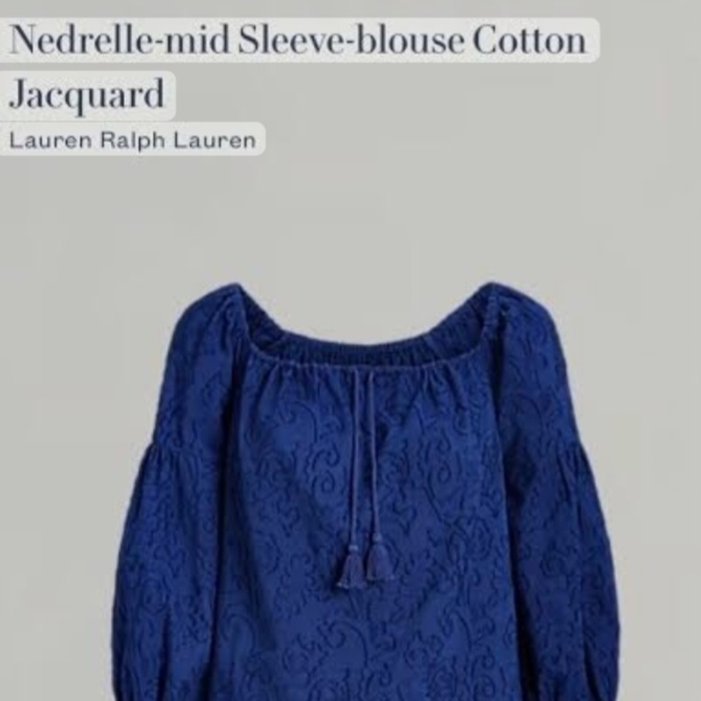 Lauren Ralph Lauren Blue Jacquard Blouse